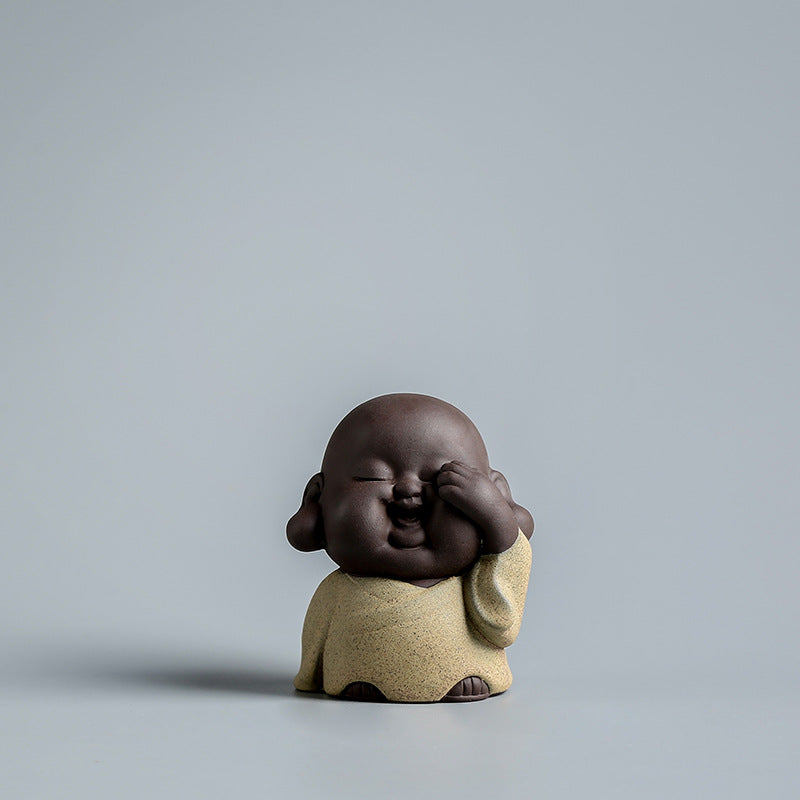 ChenBrew 紫砂三不小和尚茶寵擺件