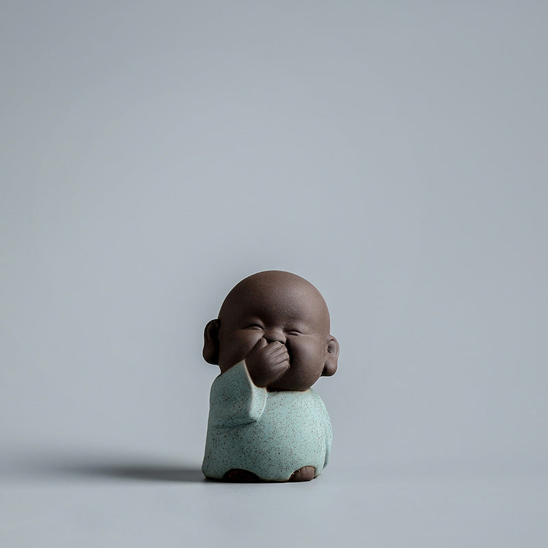 ChenBrew 紫砂三不小和尚茶寵擺件