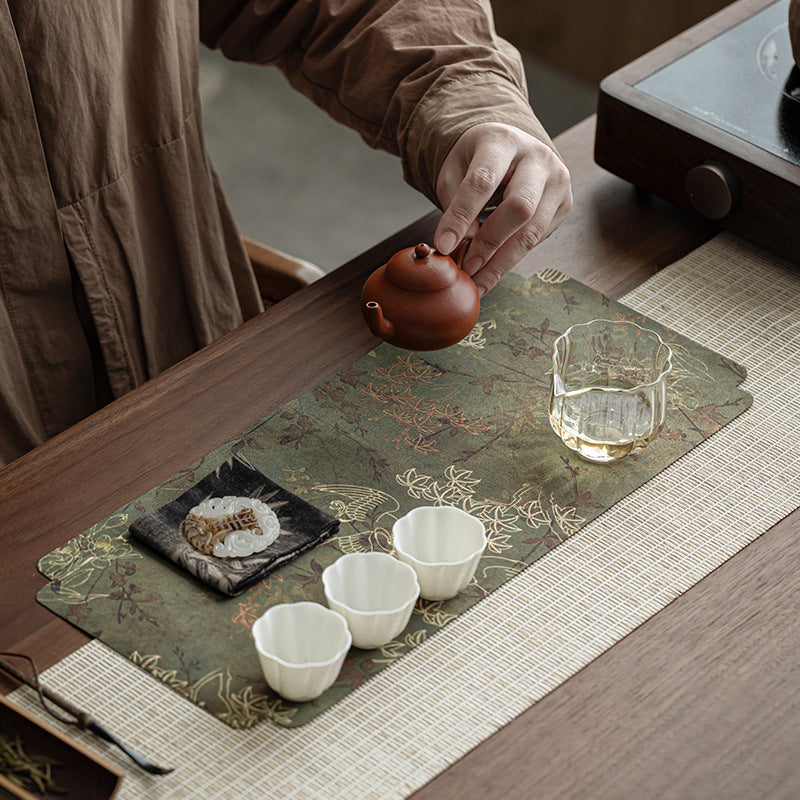 ChenBrew Chunxiang Double-Sided Gambiered Guangdong Silk Tea Mat (古风香云纱双面茶席春祥干泡席)