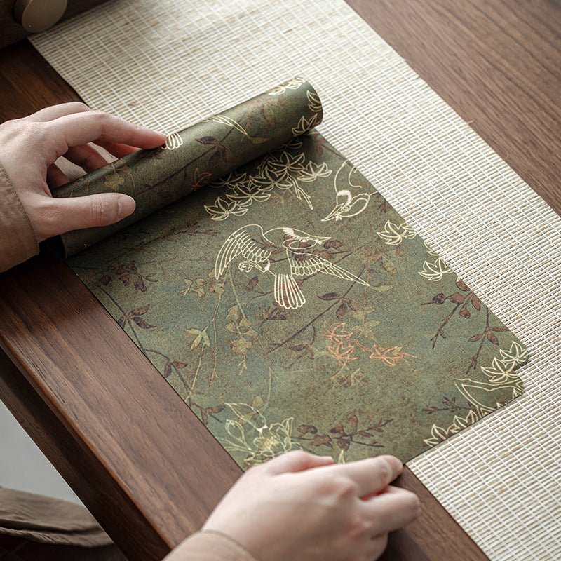 ChenBrew Chunxiang Double-Sided Gambiered Guangdong Silk Tea Mat (古风香云纱双面茶席春祥干泡席)